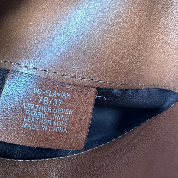 Vince Camuto Flavian Riding Boots Buckle Knee High Leather Black Brown Size 7B - Picture 11 of 12